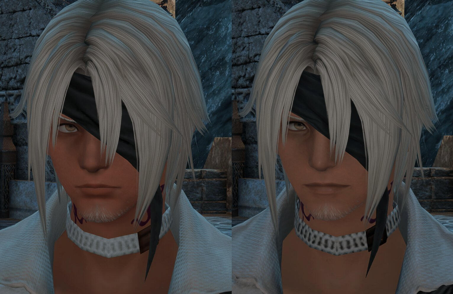 A comparison image showing Thancred in 6.55 and 7.0.