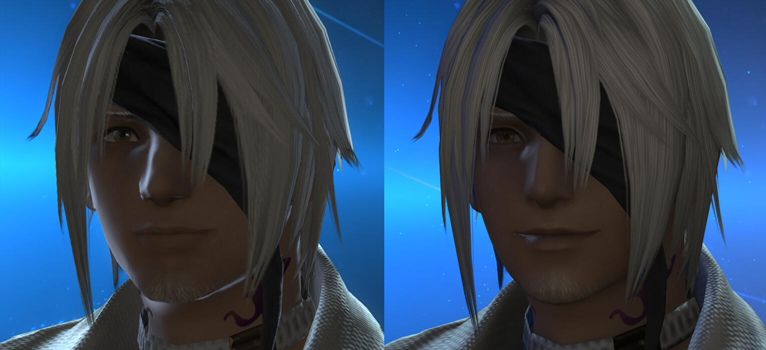 A comparison image showing Thancred in 6.55 and 7.0.