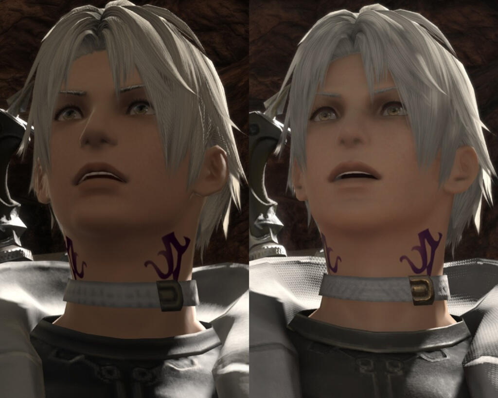 A comparison image showing Thancred in 6.55 and 7.0.