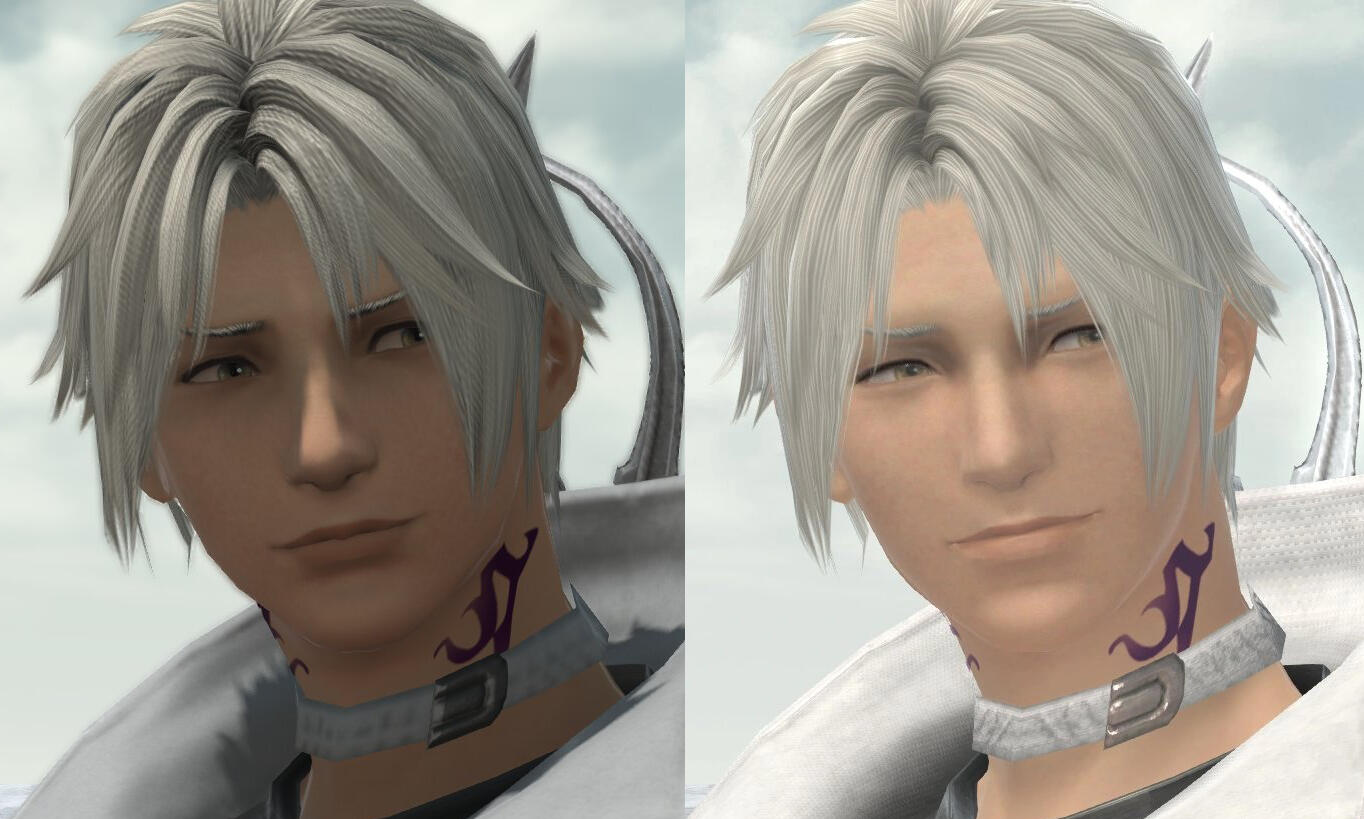 A comparison image showing Thancred in 6.55 and 7.0.