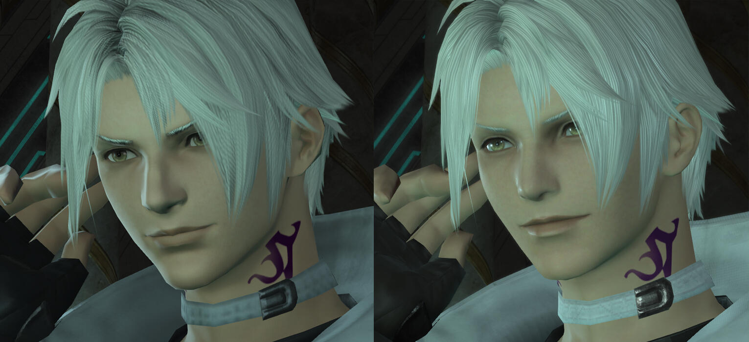 A comparison image showing Thancred in 6.55 and 7.0.