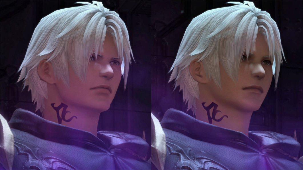 A comparison image showing Thancred in 6.55 and 7.0.