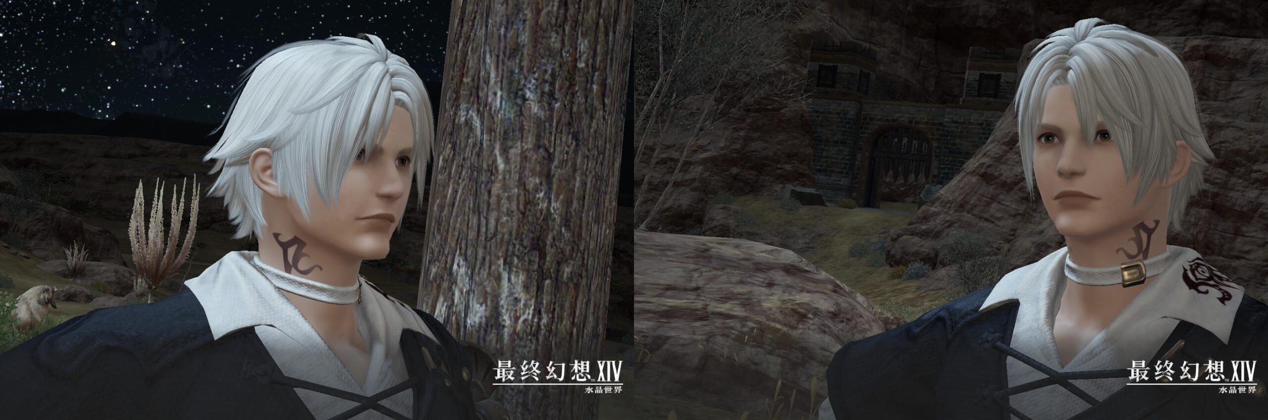 Screenshots showing Thancred's appearance in the mobile version of FFXIV.