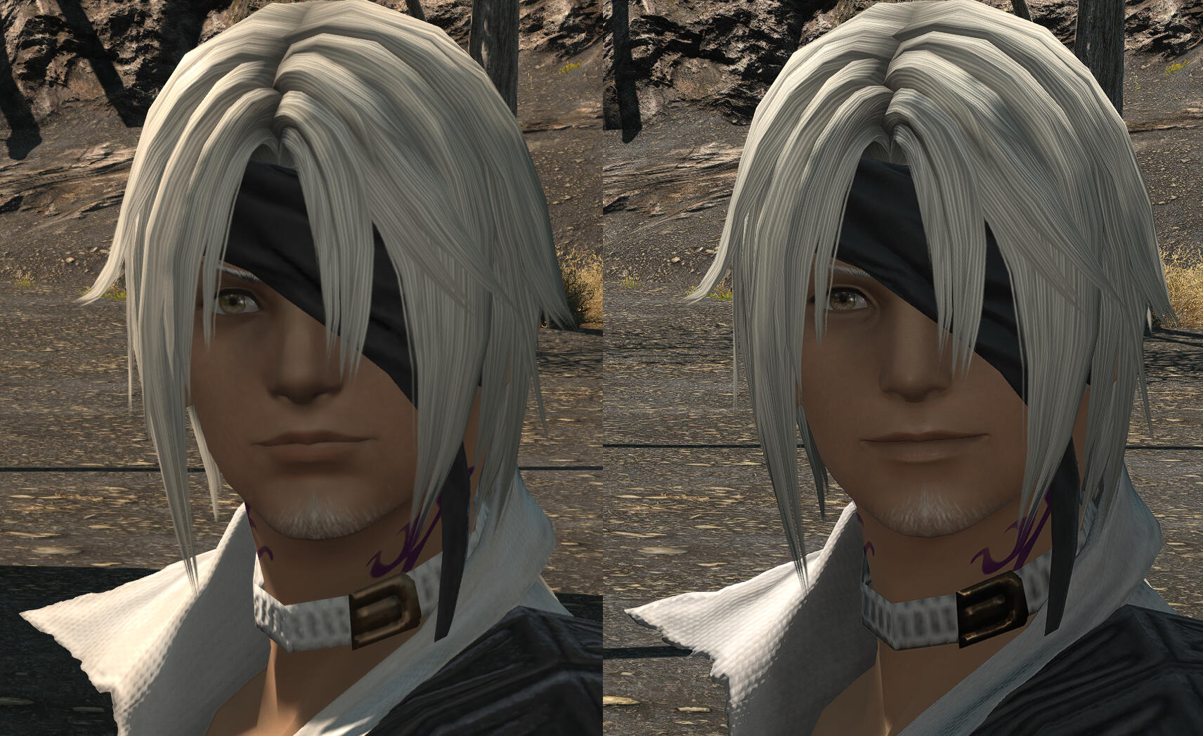 A comparison image showing Thancred in 6.55 and 7.0.